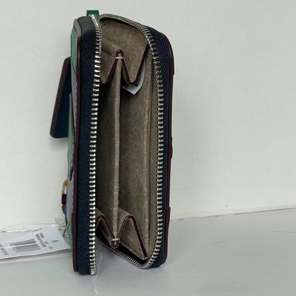Coach Zip Around Wallet Coachtopia Wavy Stripe Upcrafted Leather CQ865 Green - Picture 6 of 10